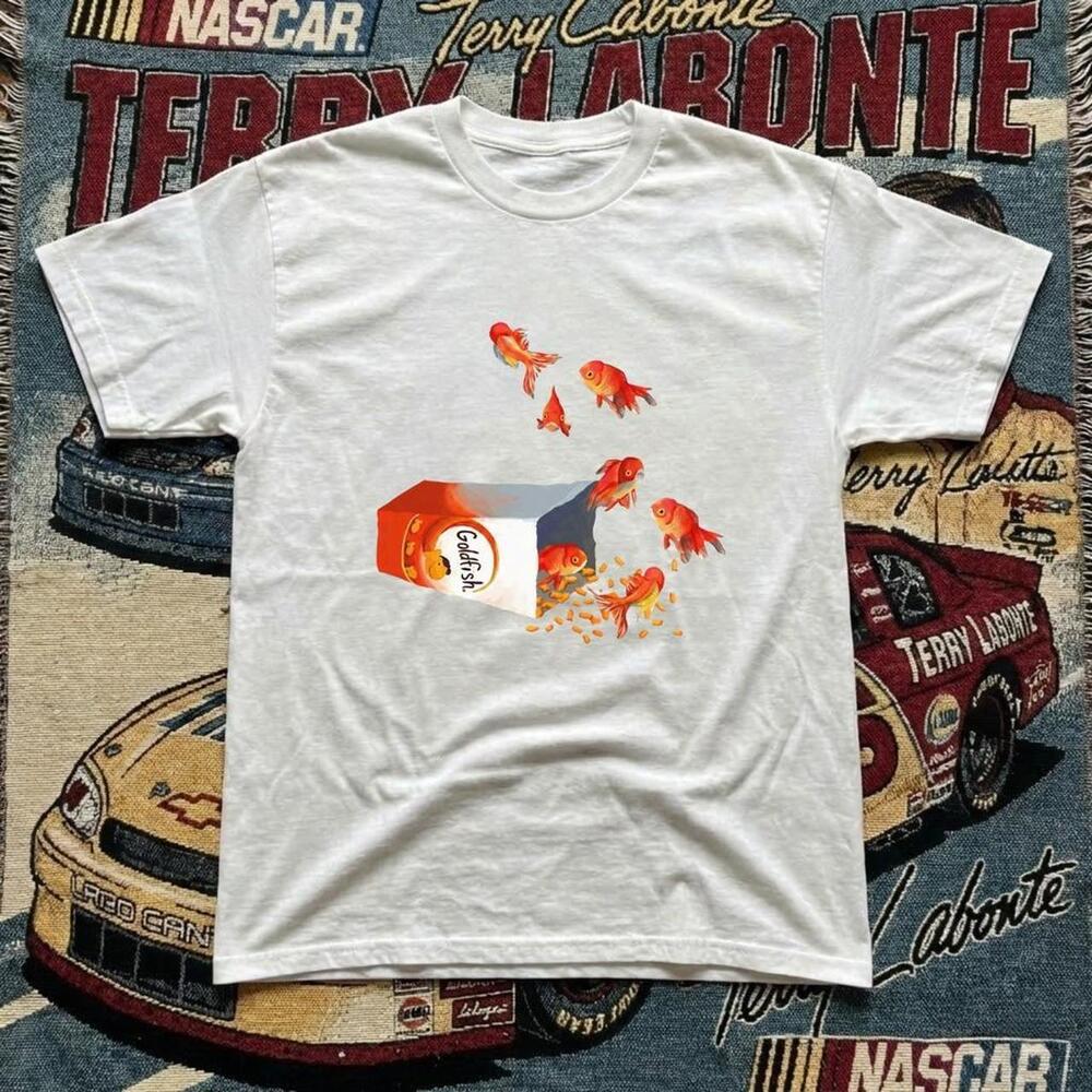 Goldfish White Cotton T Shirt